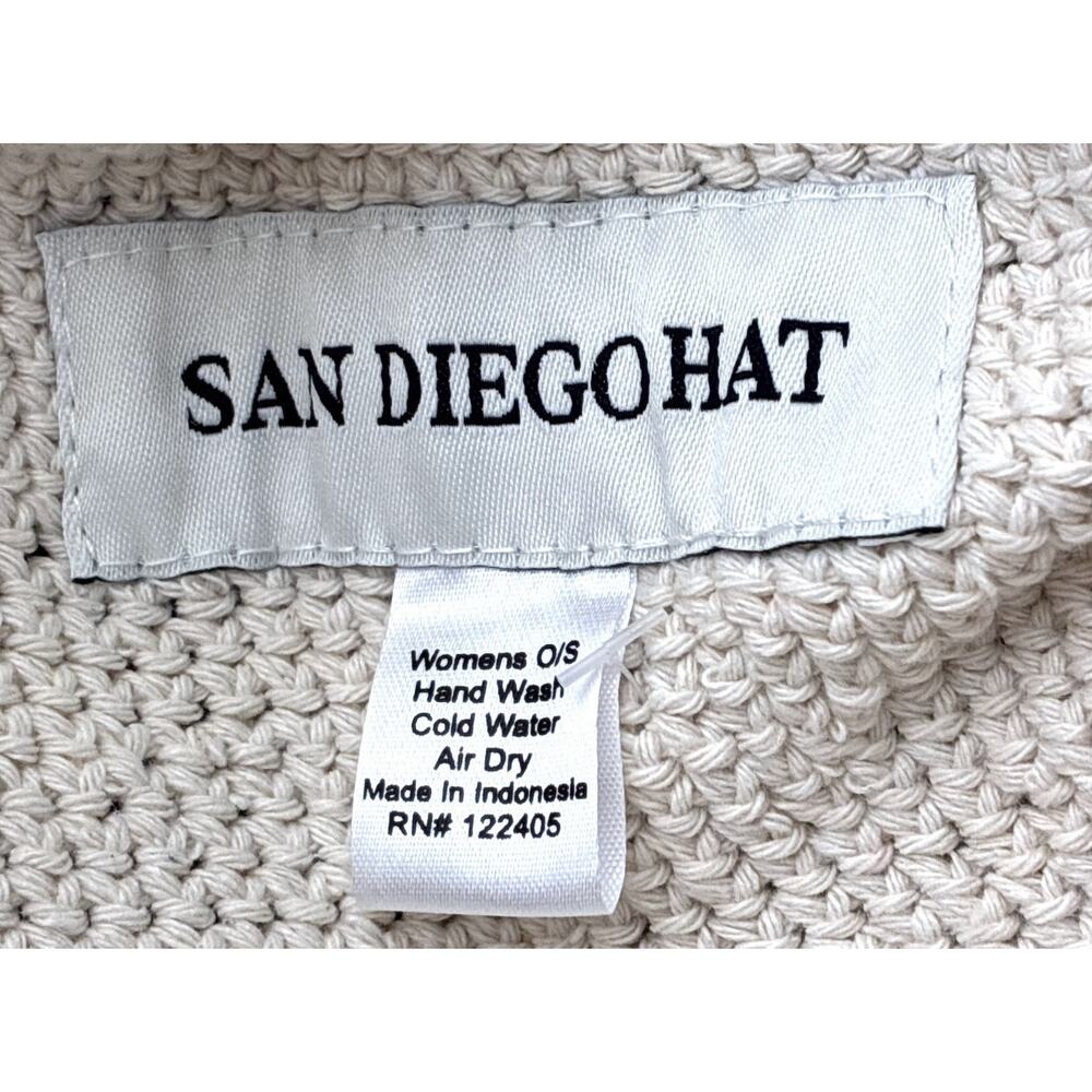 San Diego Hat Company Crochet Floppy Sun Hat Natural Wide Shapeable Brim OS NWT - Picture 5 of 5